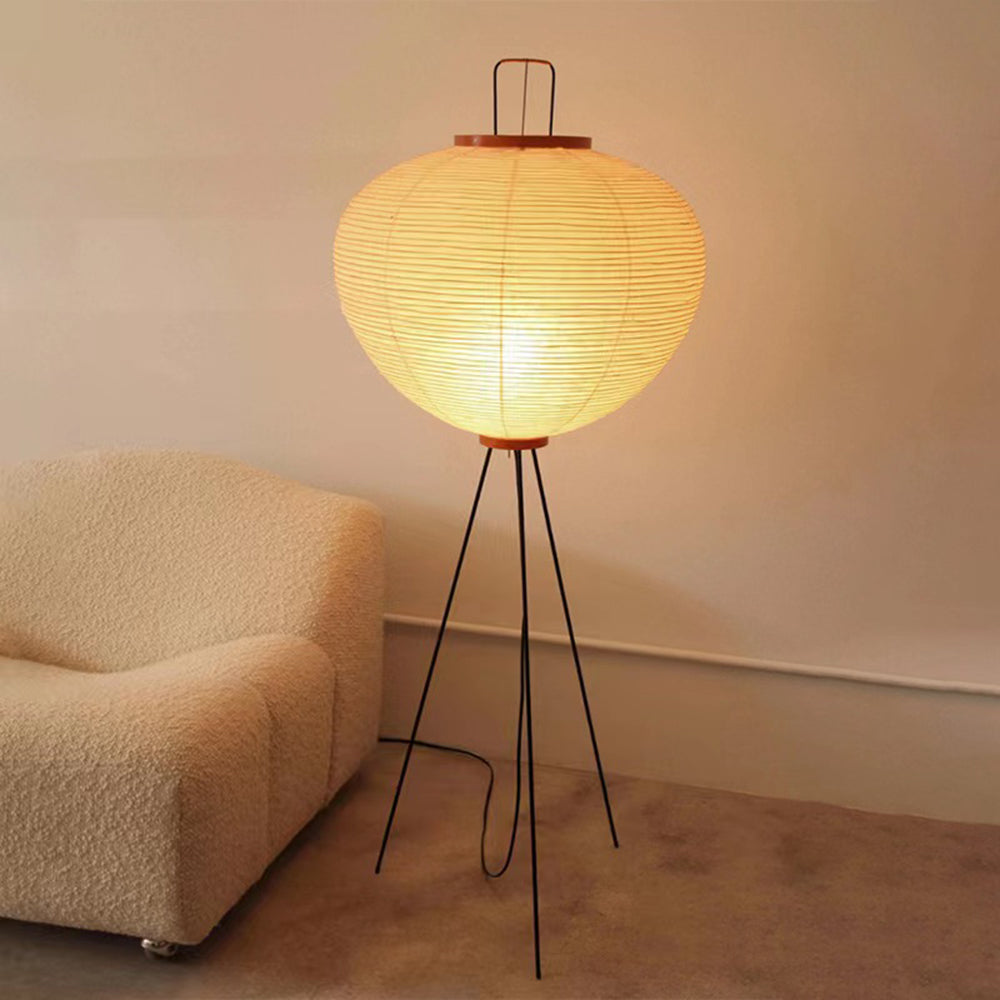 Renée Minimalist Tripod Lantern Paper Floor Lamp, White - Neutralighting