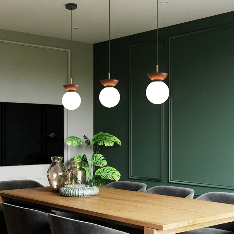 Valentina Nordic Japanese Glob LED Ceiling/Pendant Light Metal Glass Bedroom, Burlywood - Neutralighting
