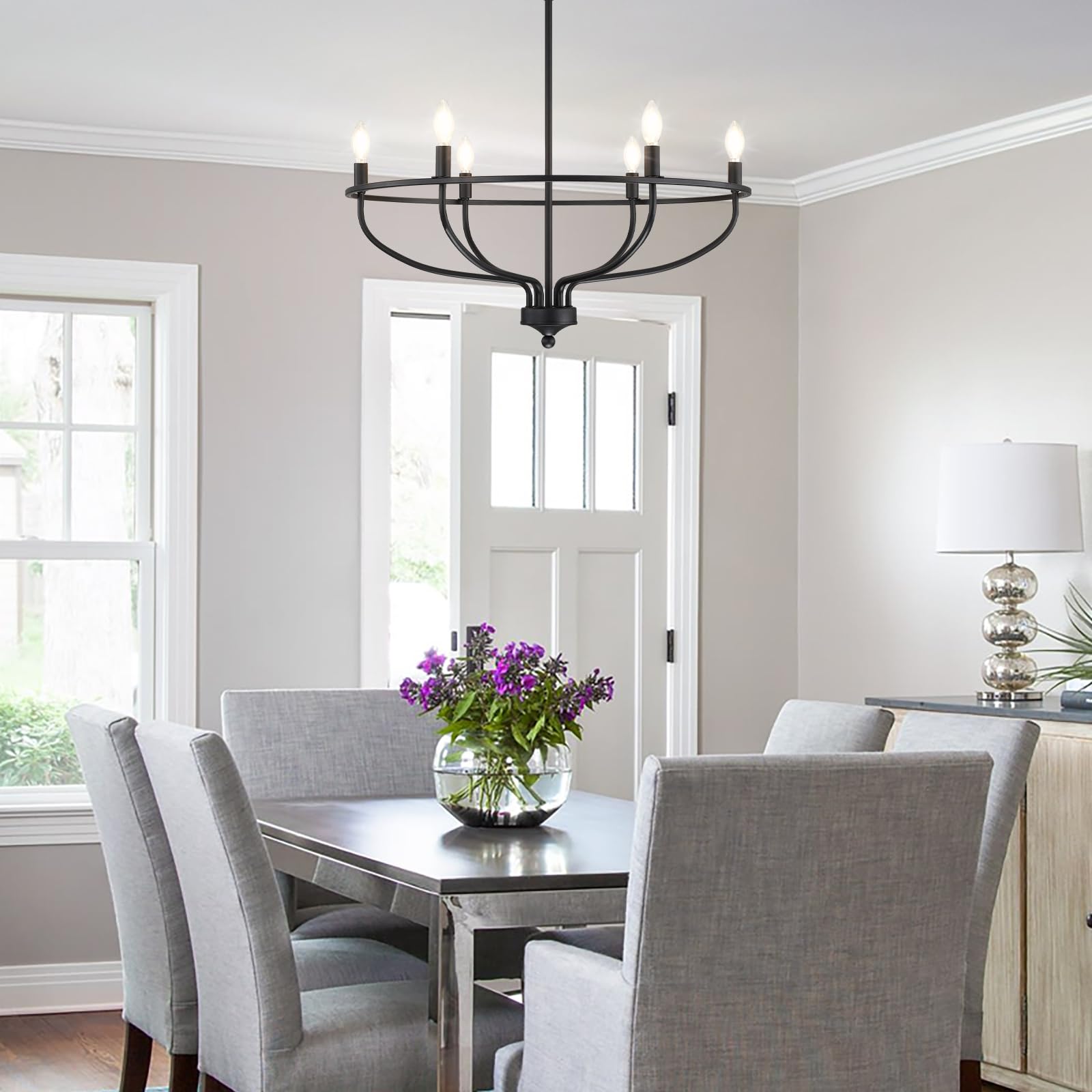 Silva Industrial Metal Candle Chandelier Black/Champagne Living Room/Bedroom - Neutralighting