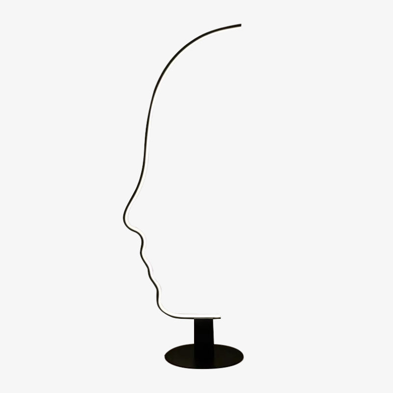 Arisha Human Face Profile Modern Arc Floor Lamp, Black, Metal/Silicon - Neutralighting