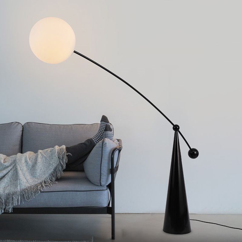 Valentina Floor Lamp Arc/Bubble Modern/Unique, Frosted Glass, White, Bedroom - Neutralighting