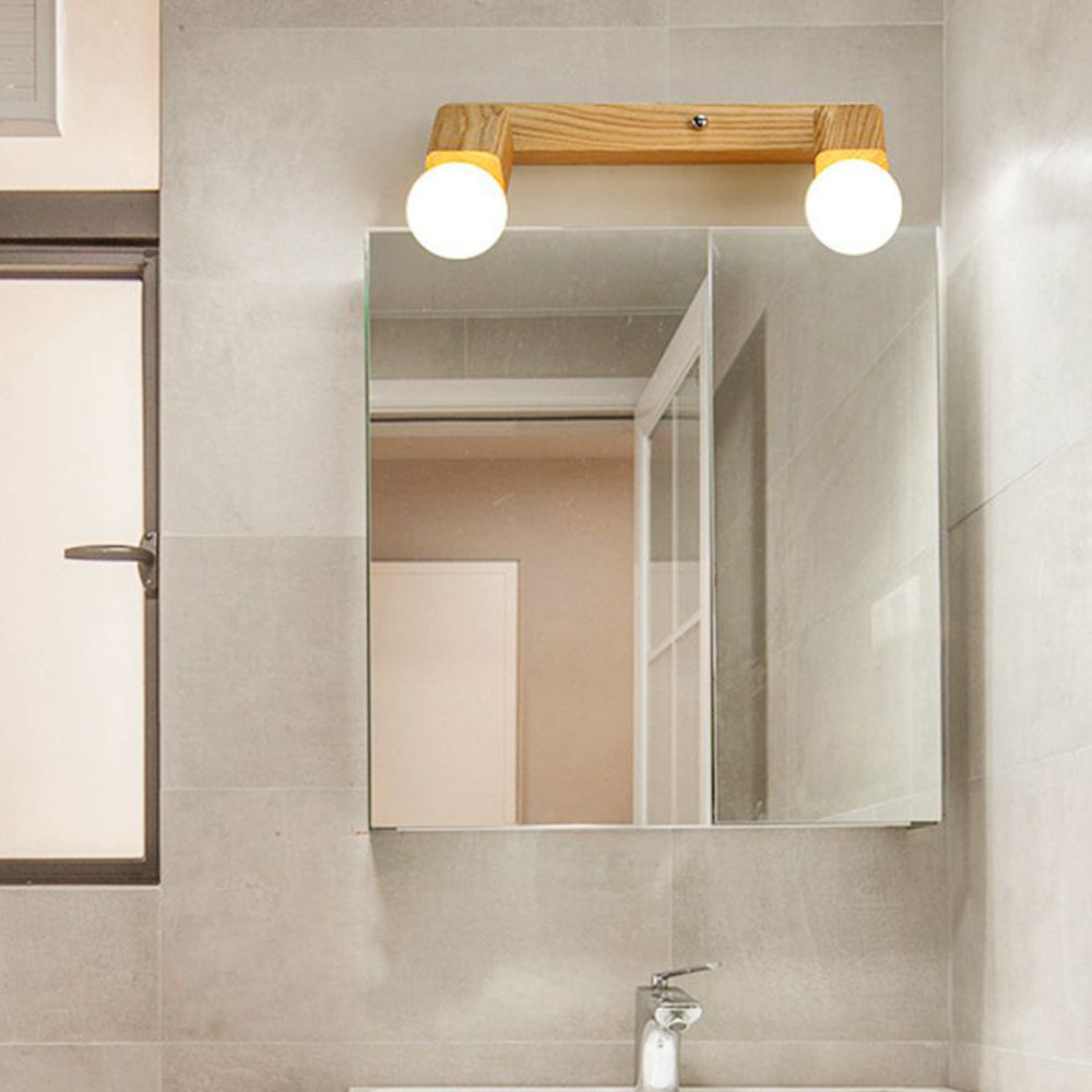 Muto Modern Square Globe Metal/Wood Wall Lamp, Vanity Light - Neutralighting
