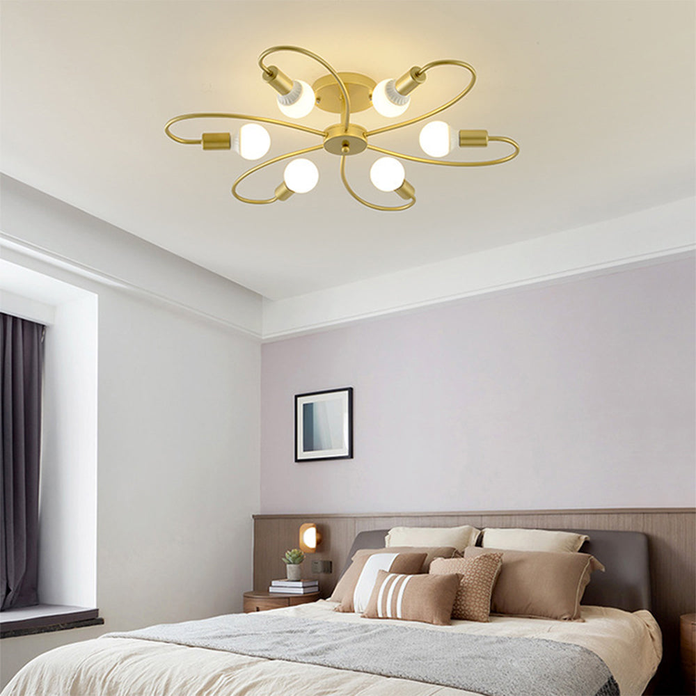 Valentina Modern Metal Flush Mount Ceiling Light, Black/Gold - Neutralighting