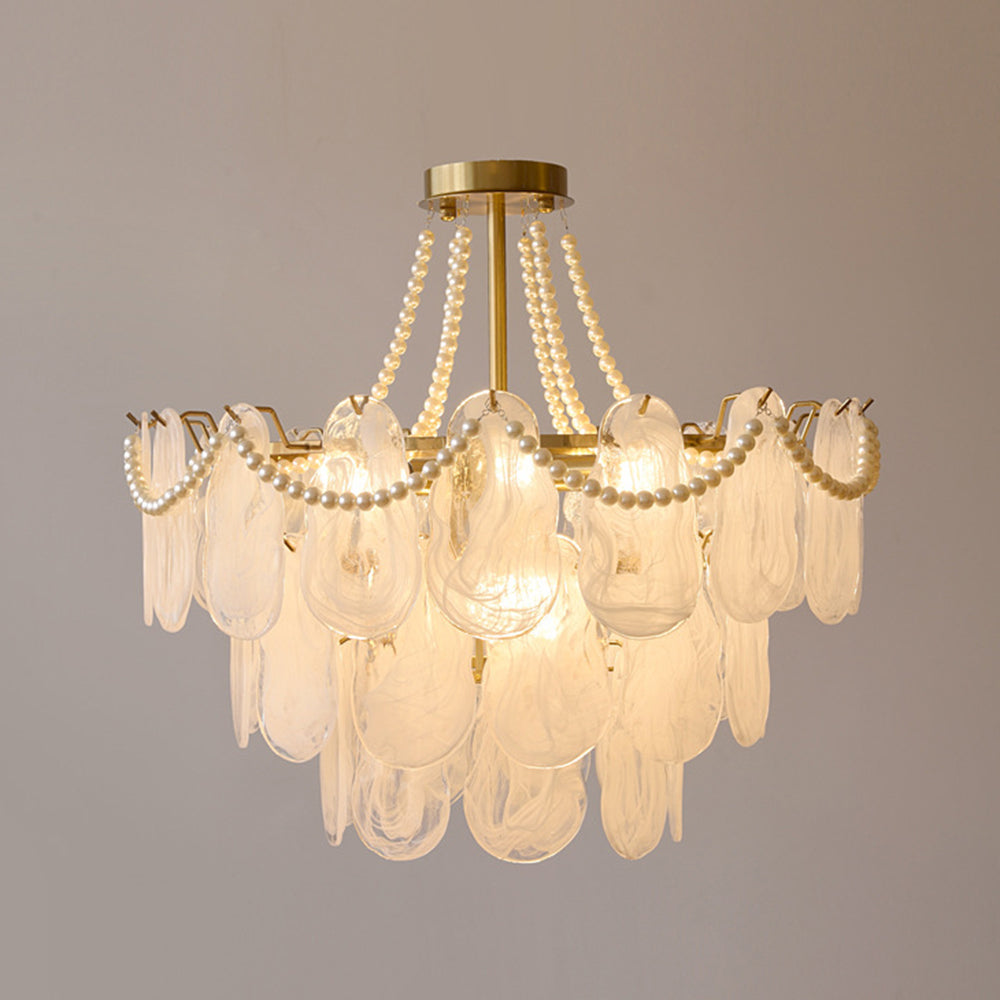 Kristy Elegant Pearl/Glass/Metal Chandelier, White