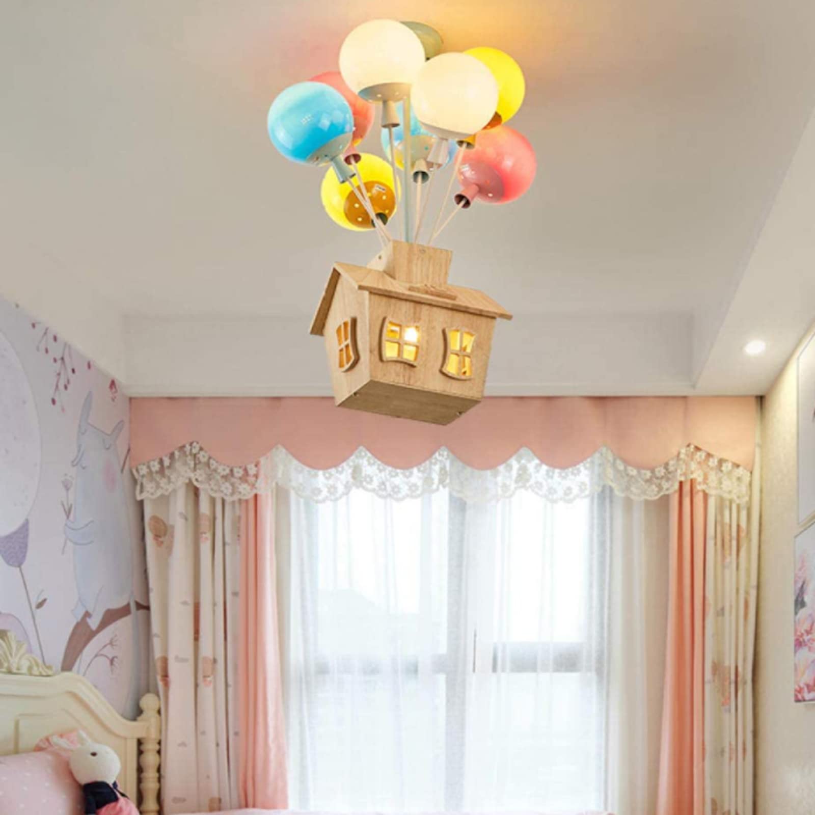 Aria Designer Flush Mount Ceiling Light Wood Children's Room