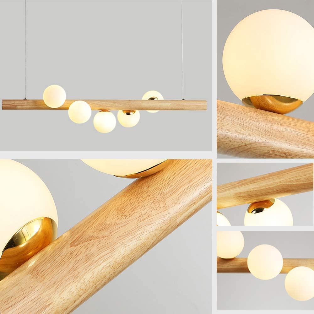 Valentina Glass Bubble Pendant Light Wood/Walnut - Neutralighting