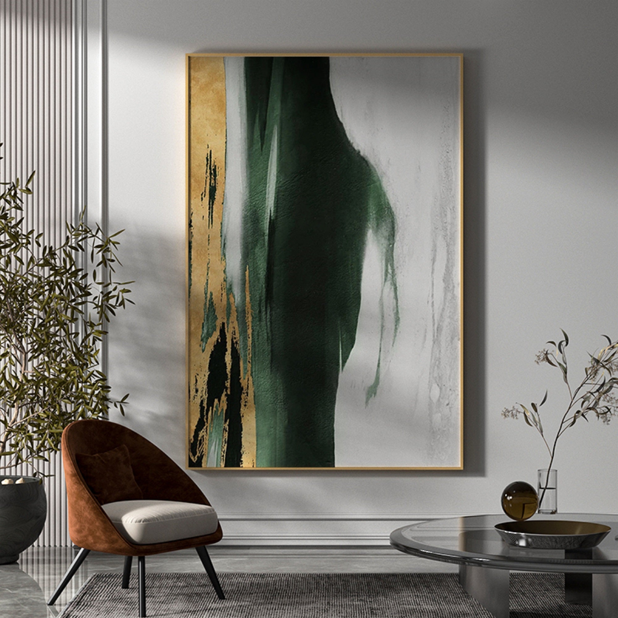 Green And Gold Abstract Painting