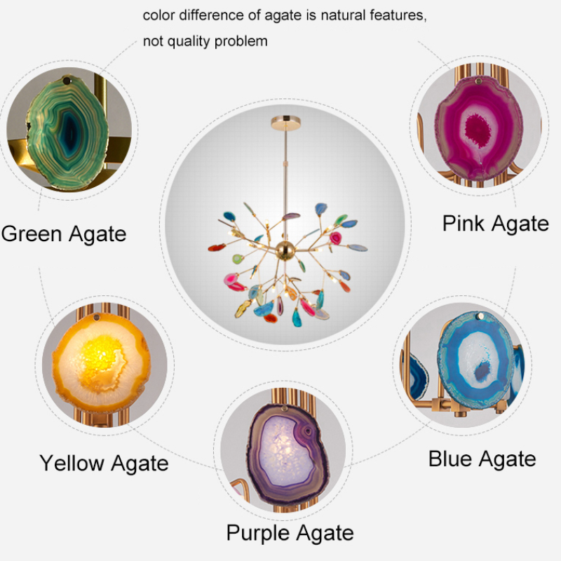 Aria Agate Creative Colourful Chandelier Bedroom/Living Room - Neutralighting