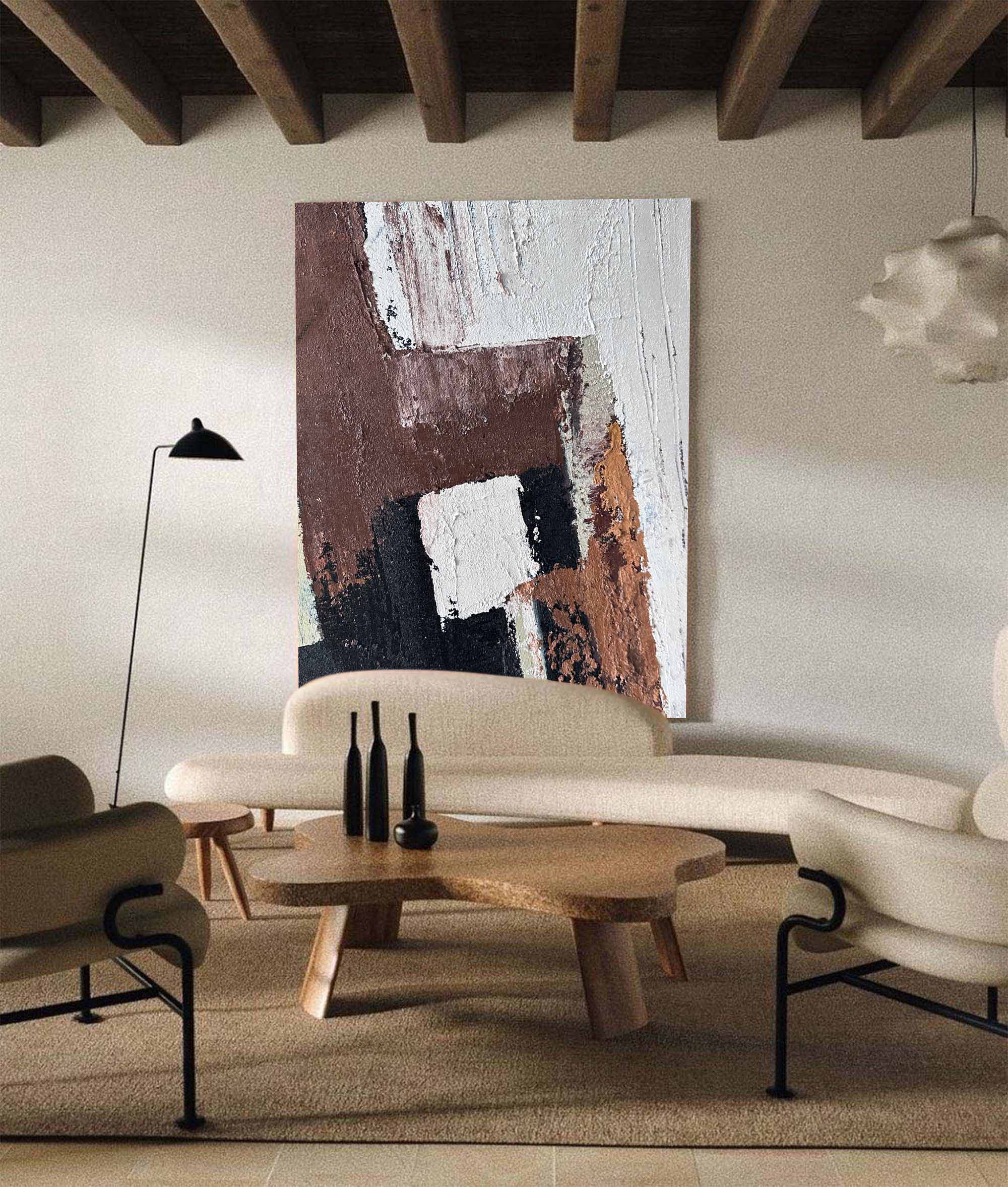 Earthy Brown Geometric Abstract Wall Art
