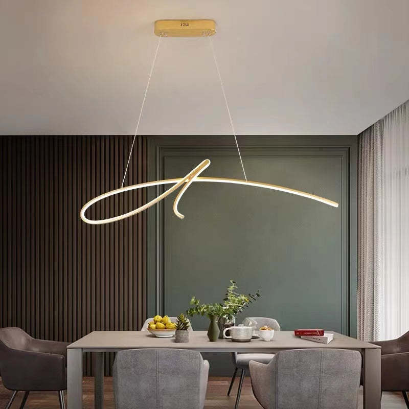 Arisha Pendant Light Irregular-curved Modern, Metal, Black/Gold, Restaurant - Neutralighting