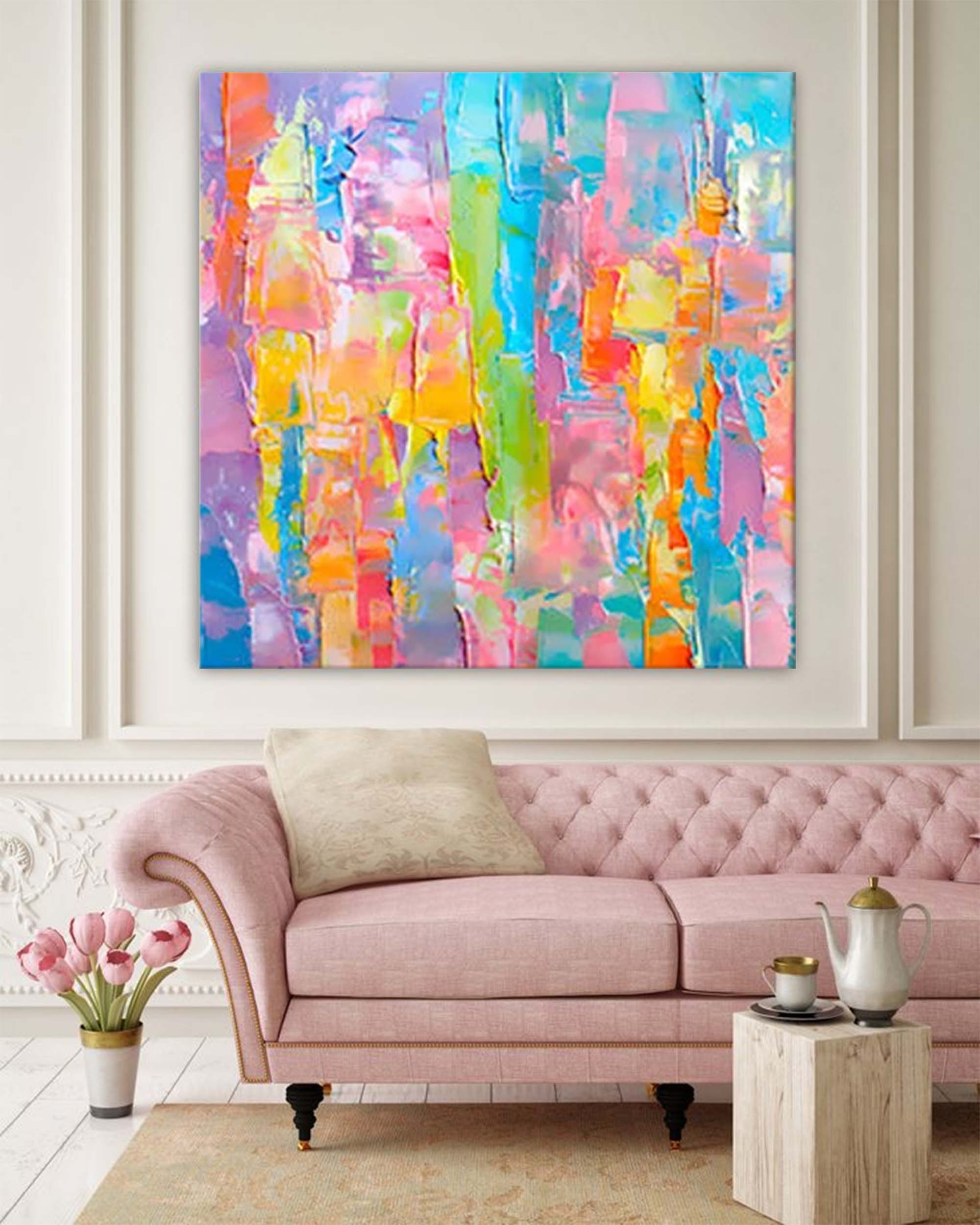 Wall Art Abstract Impasto Rainbow Vibrant