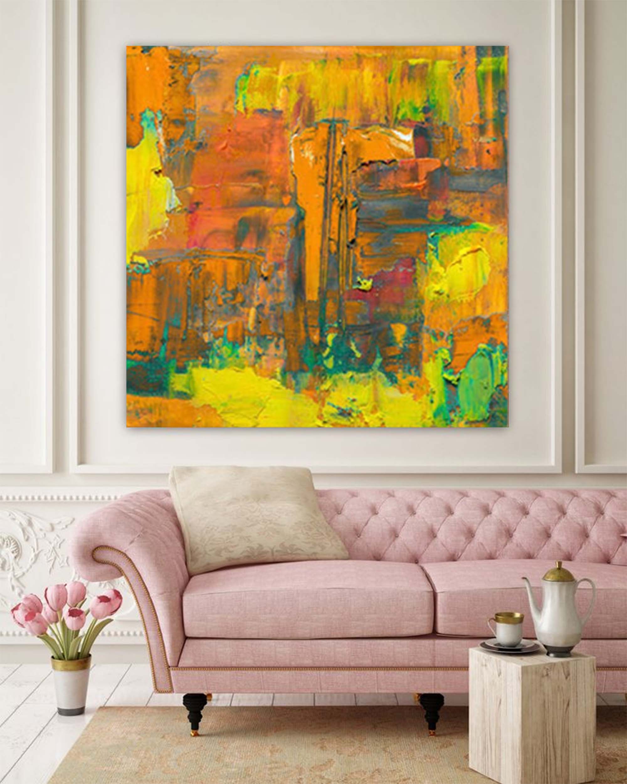 Vibrant Textured Abstract Cityscape Canvas Wall Art