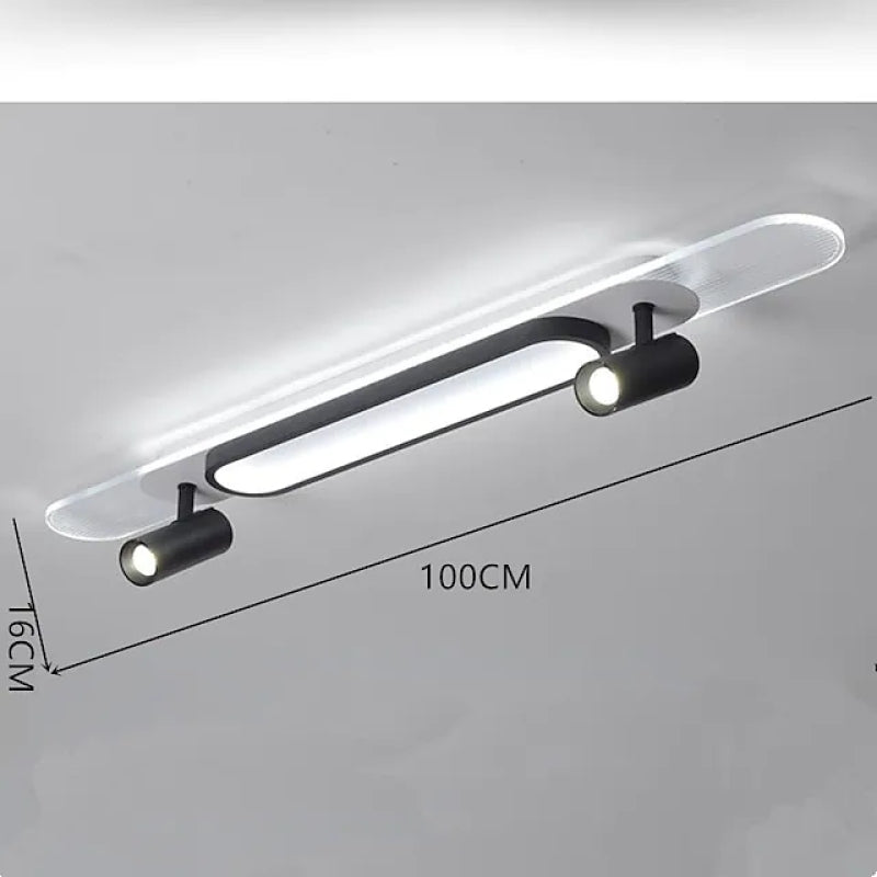 Aim Modern Rectangular LED Metal/Acrylic Ceiling Light, Black/White - Neutralighting
