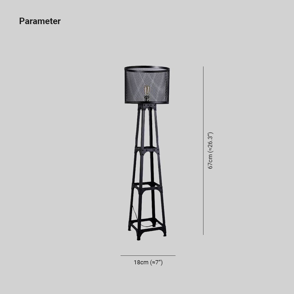 Alessio Modern Cylinder Mesh Screen Metal Floor Lamp, Black - Neutralighting