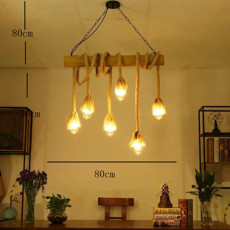 Silva Vintage Wood/Rope Pendant Light, Living Room