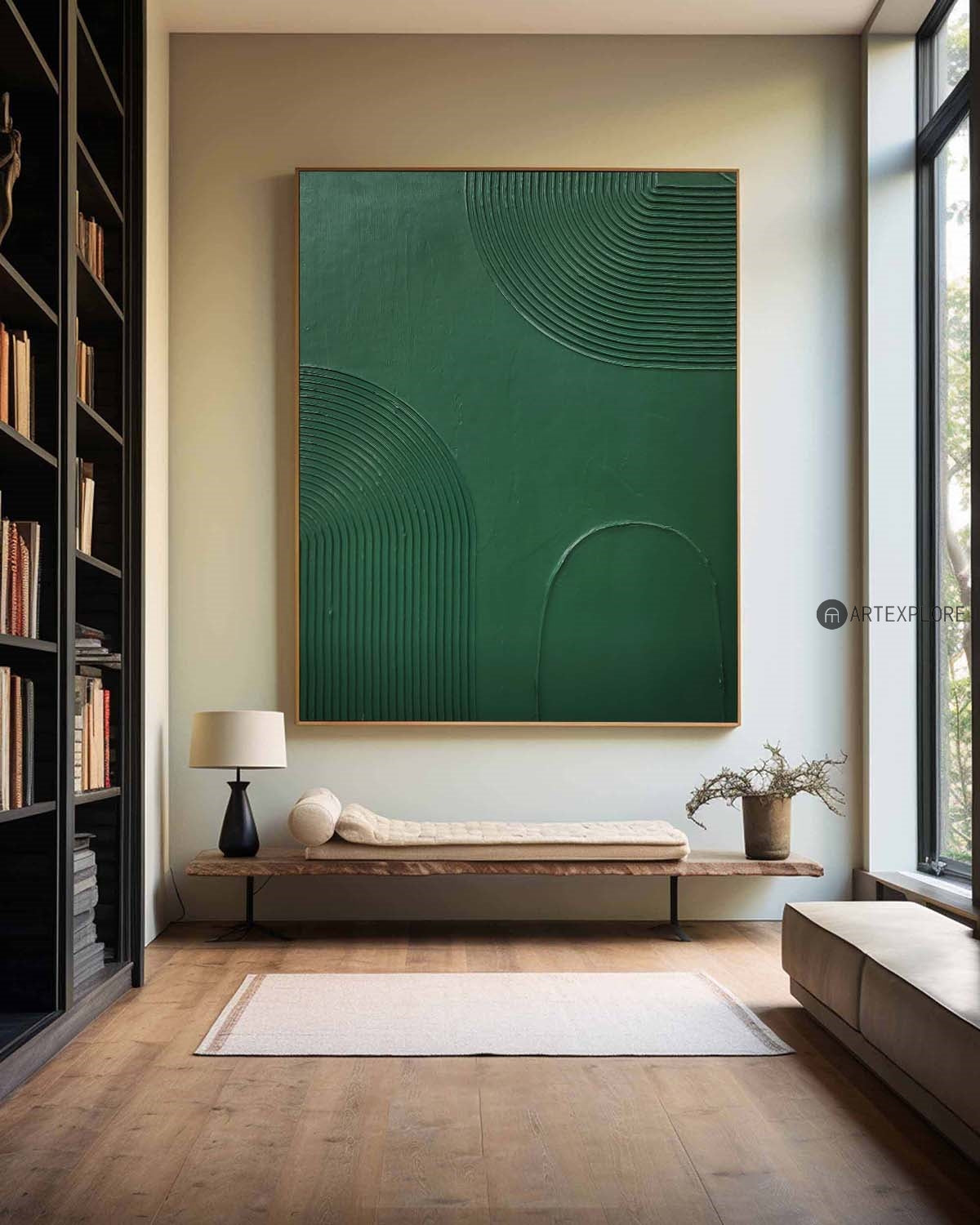 Forest Green Organic Contour Art