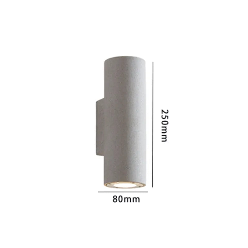 Ray Minimalist Cylindrical Double-headed Cement Outdoor Wall Lamp, Black/White - Neutralighting