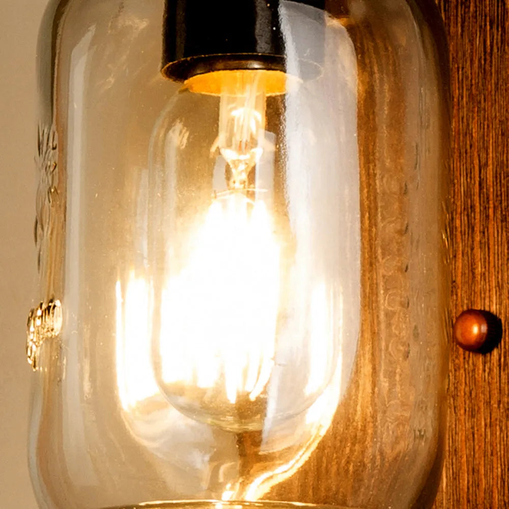 Epoch Vintage Jar Shape Wood Metal Wall Lamp - Neutralighting