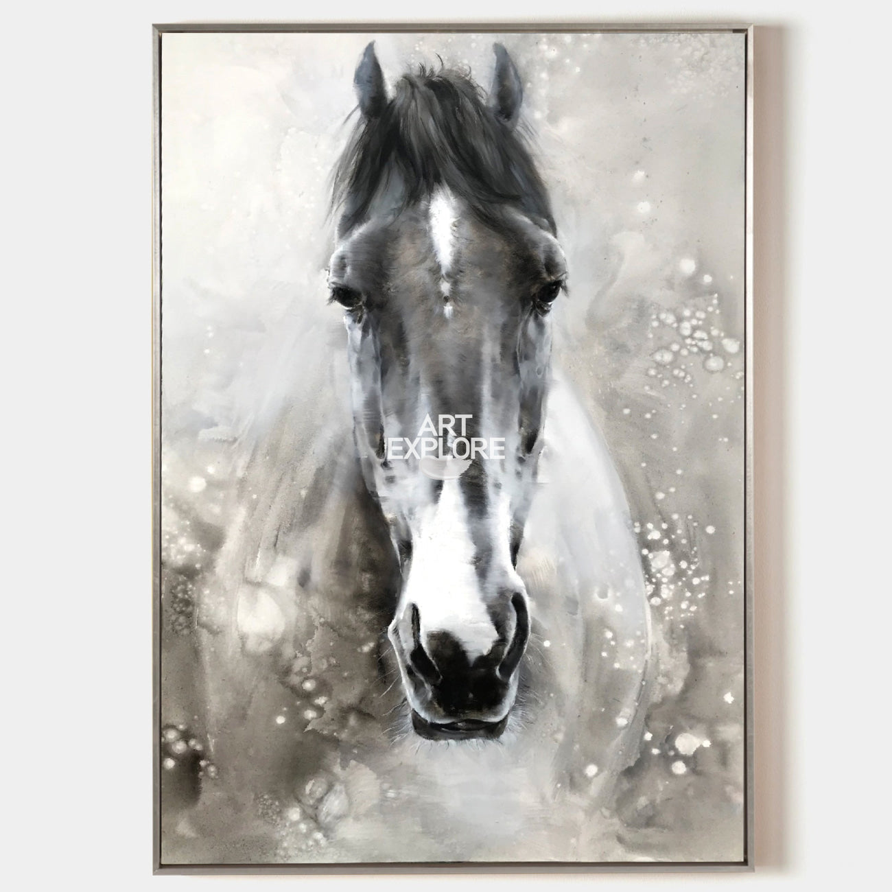 Monochrome Horse Portrait Painting