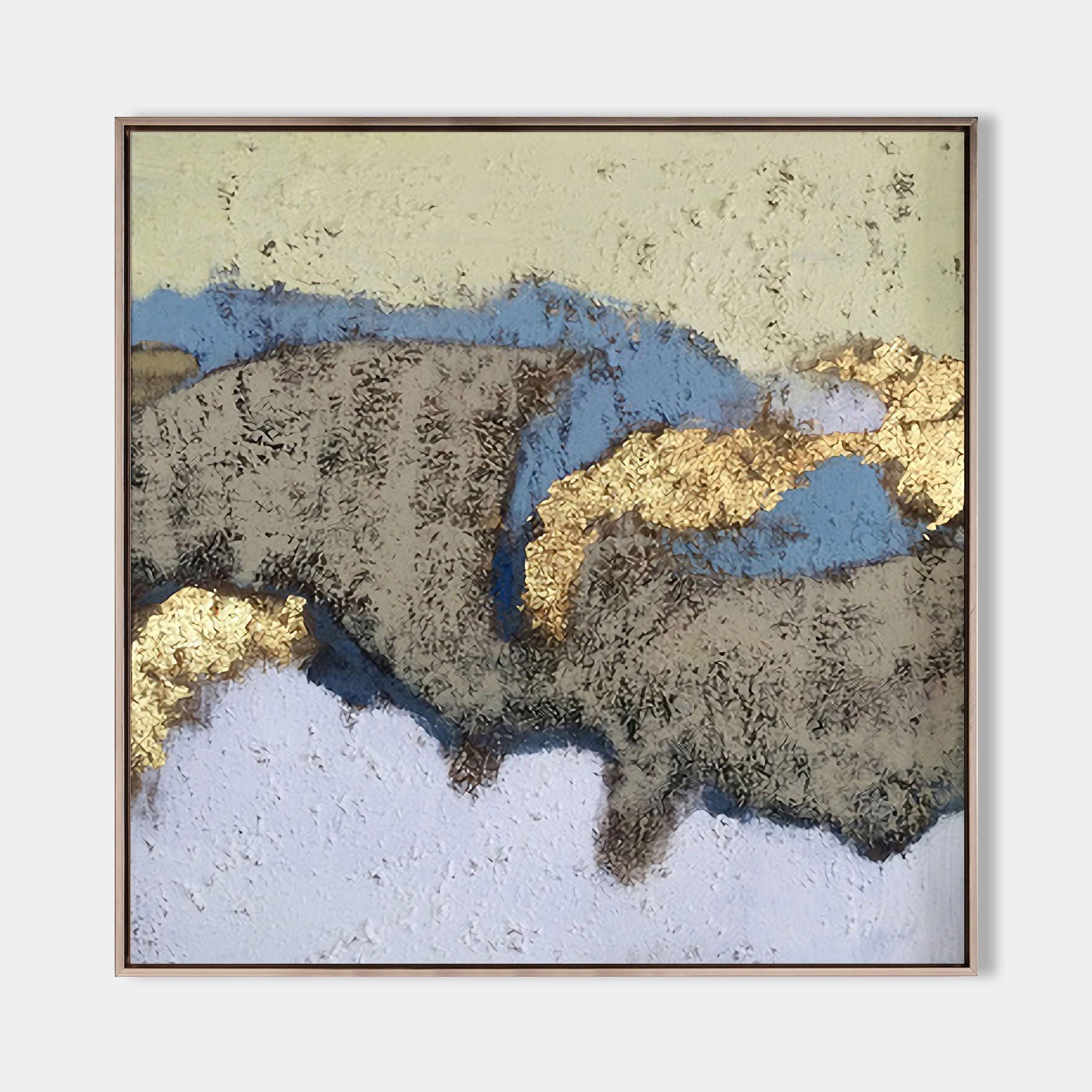 Abstract Blue Gold Organic Texture Wall Art