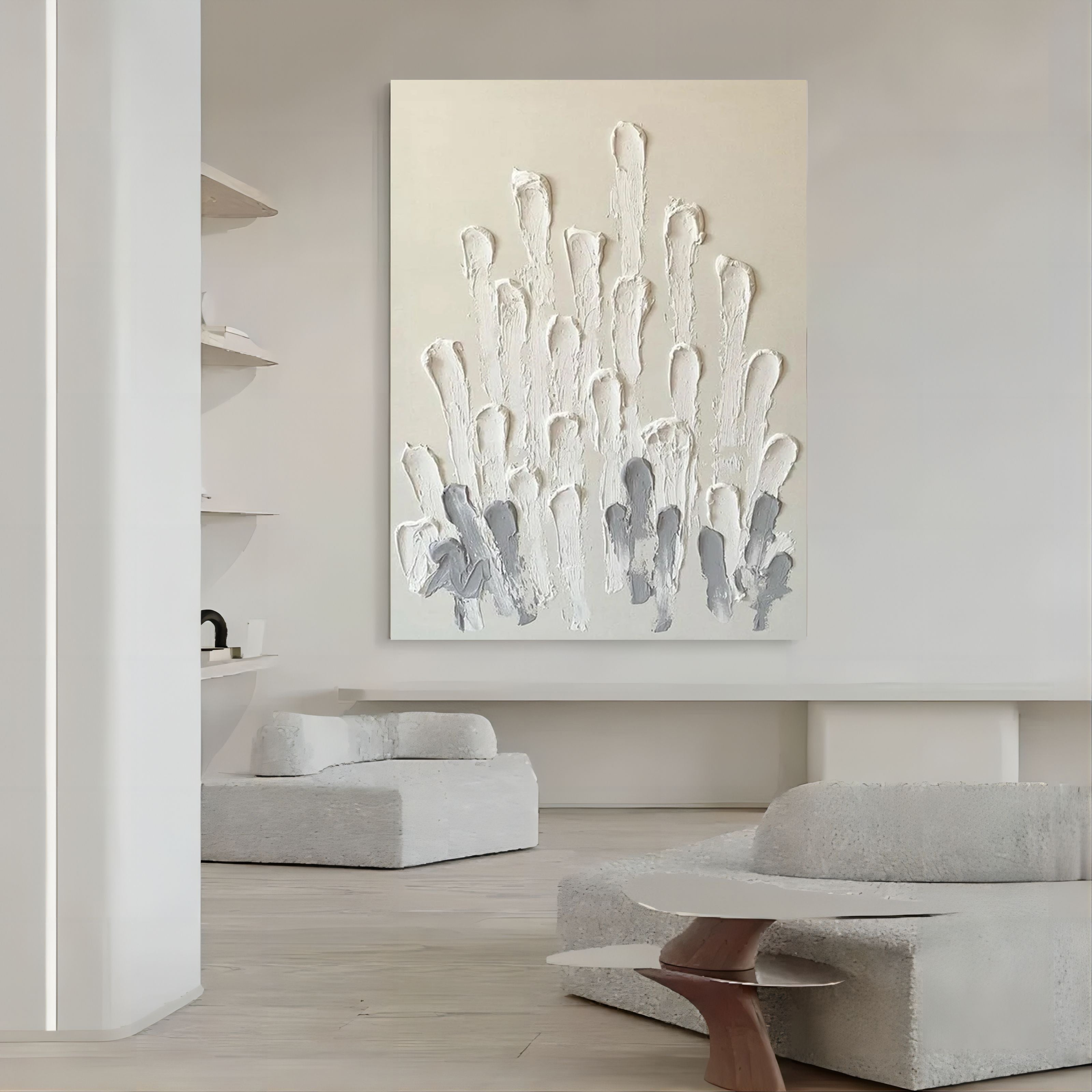 Wall Art Vertical Abstract Coral Cluster Neutral