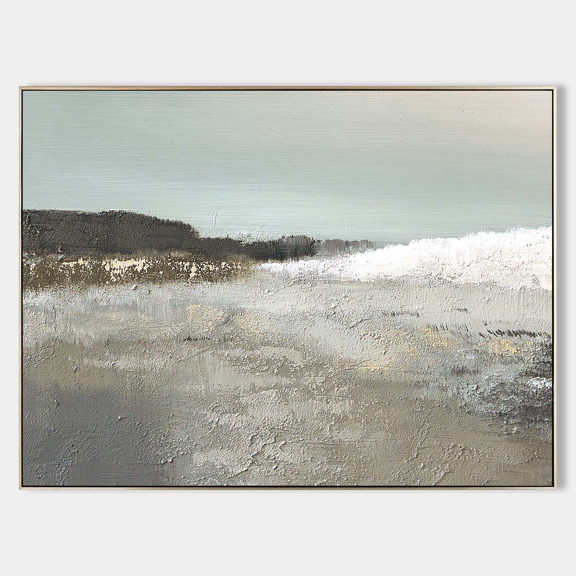 Misty Coastal Horizon Textured Landscape Wall Art