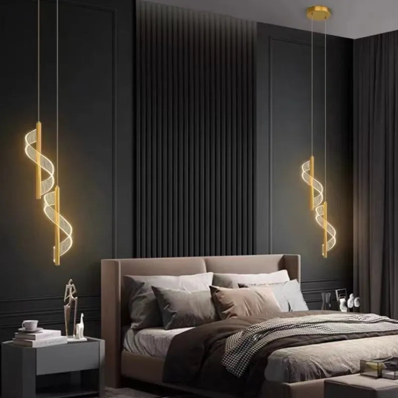 Zeva Vintage Golden Ribbon Pendant Light, Metal/Acrylic - Neutralighting