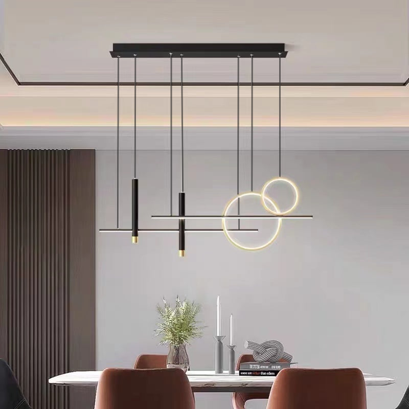 Arisha Modern Pendant Light LED, Double Circle, Gold/Black - Neutralighting