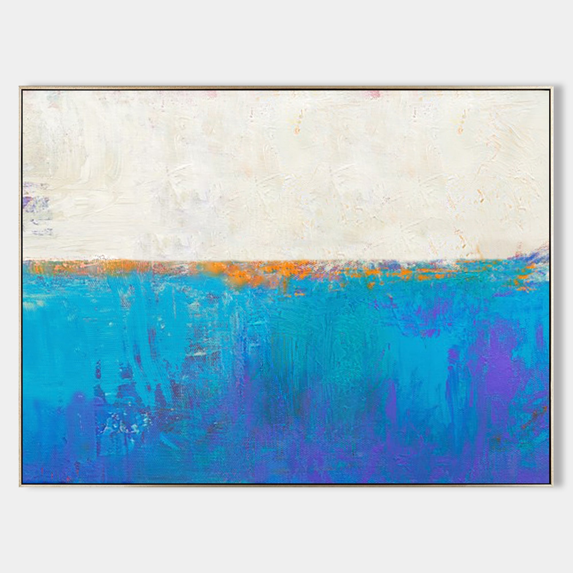 Original Blue Seascape Skyline Painting