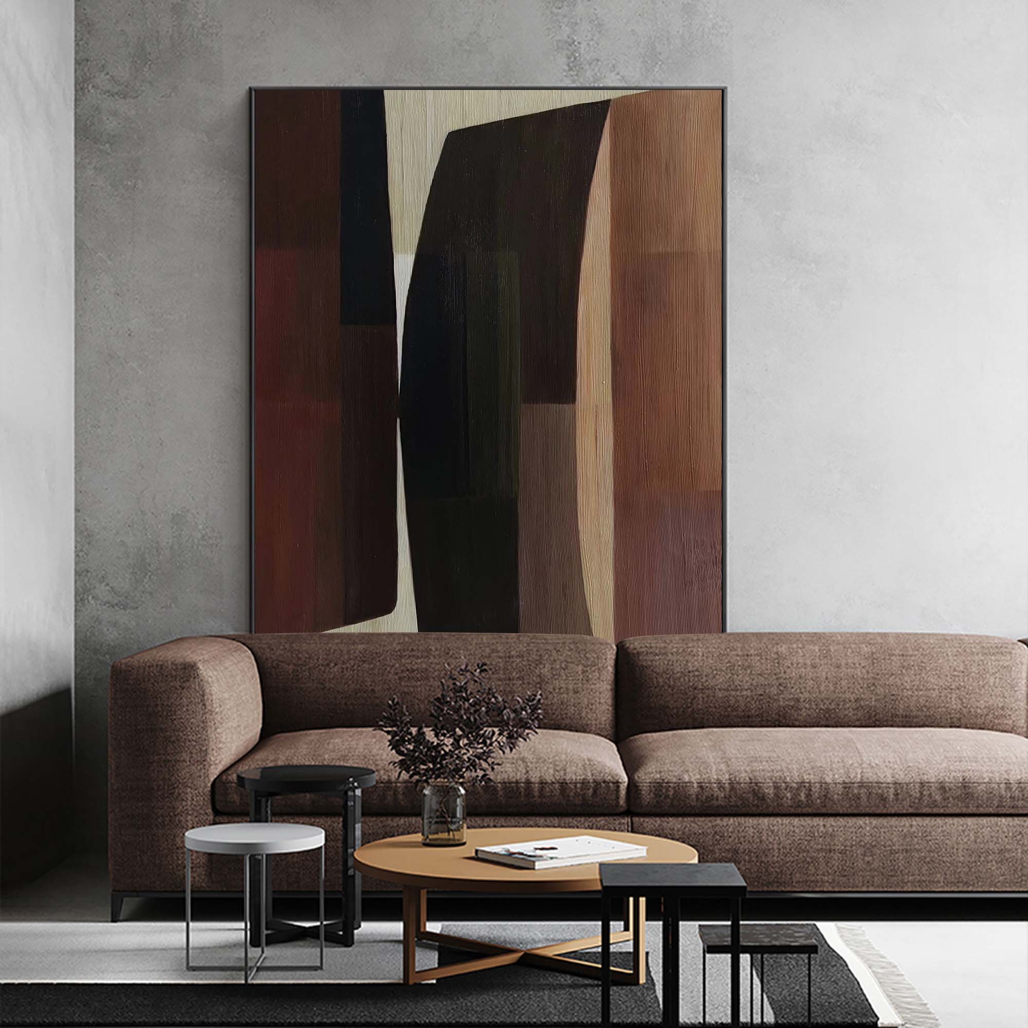 Brown Black Geometric Abstract Painting