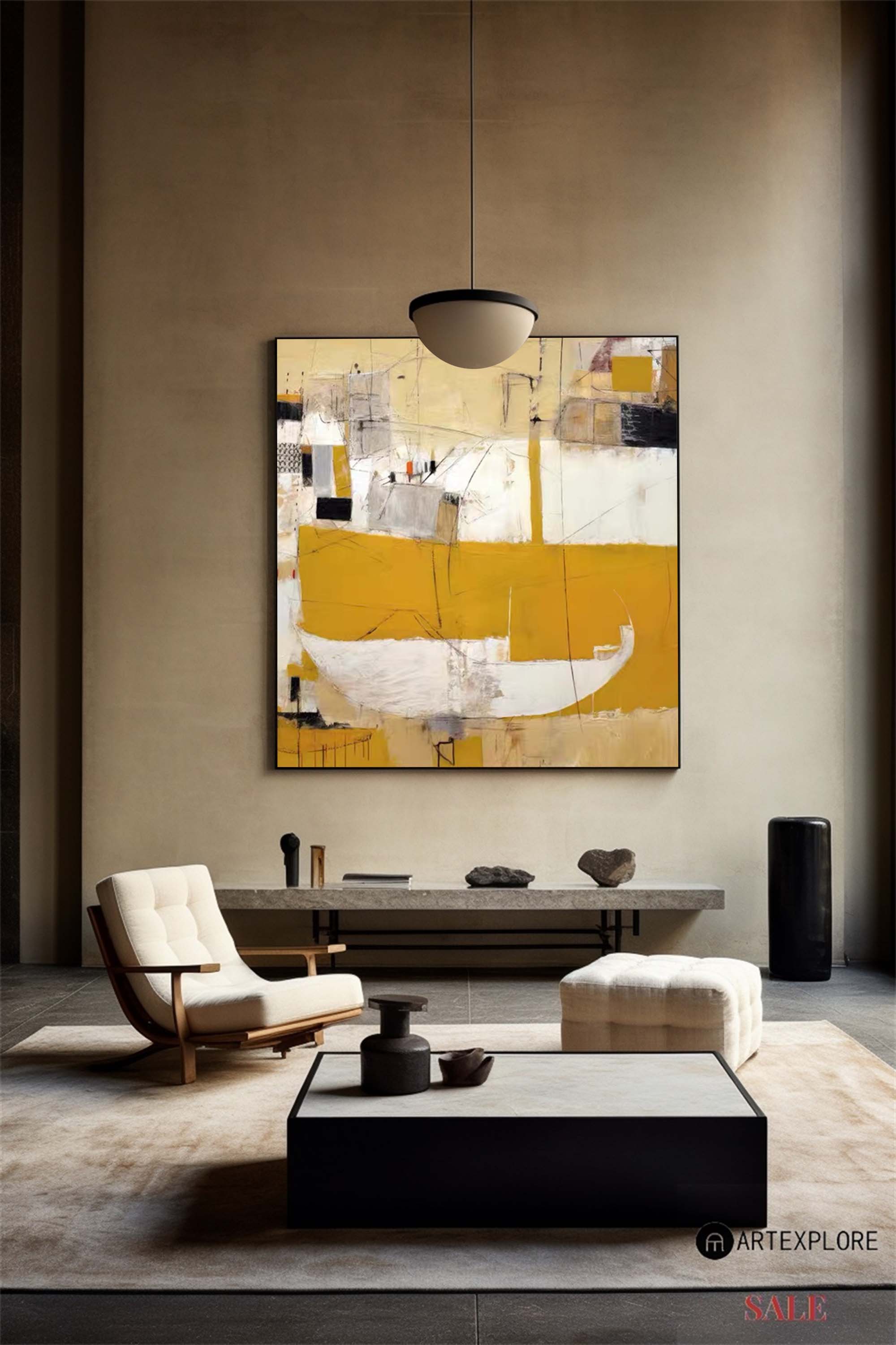 Yellow Abstract Boat Canvas Wall Art
