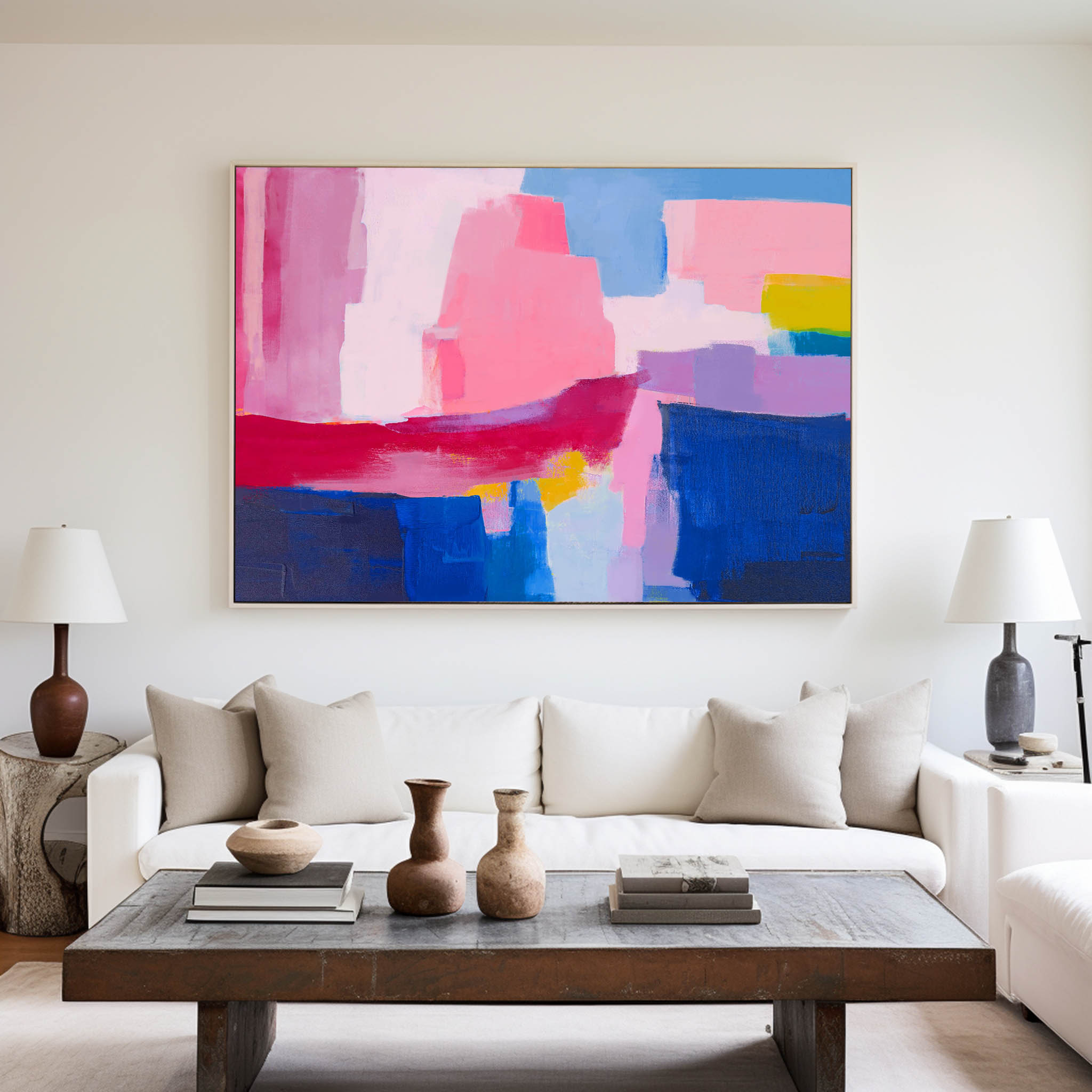 Vibrant Color Block Abstract Canvas Wall Art