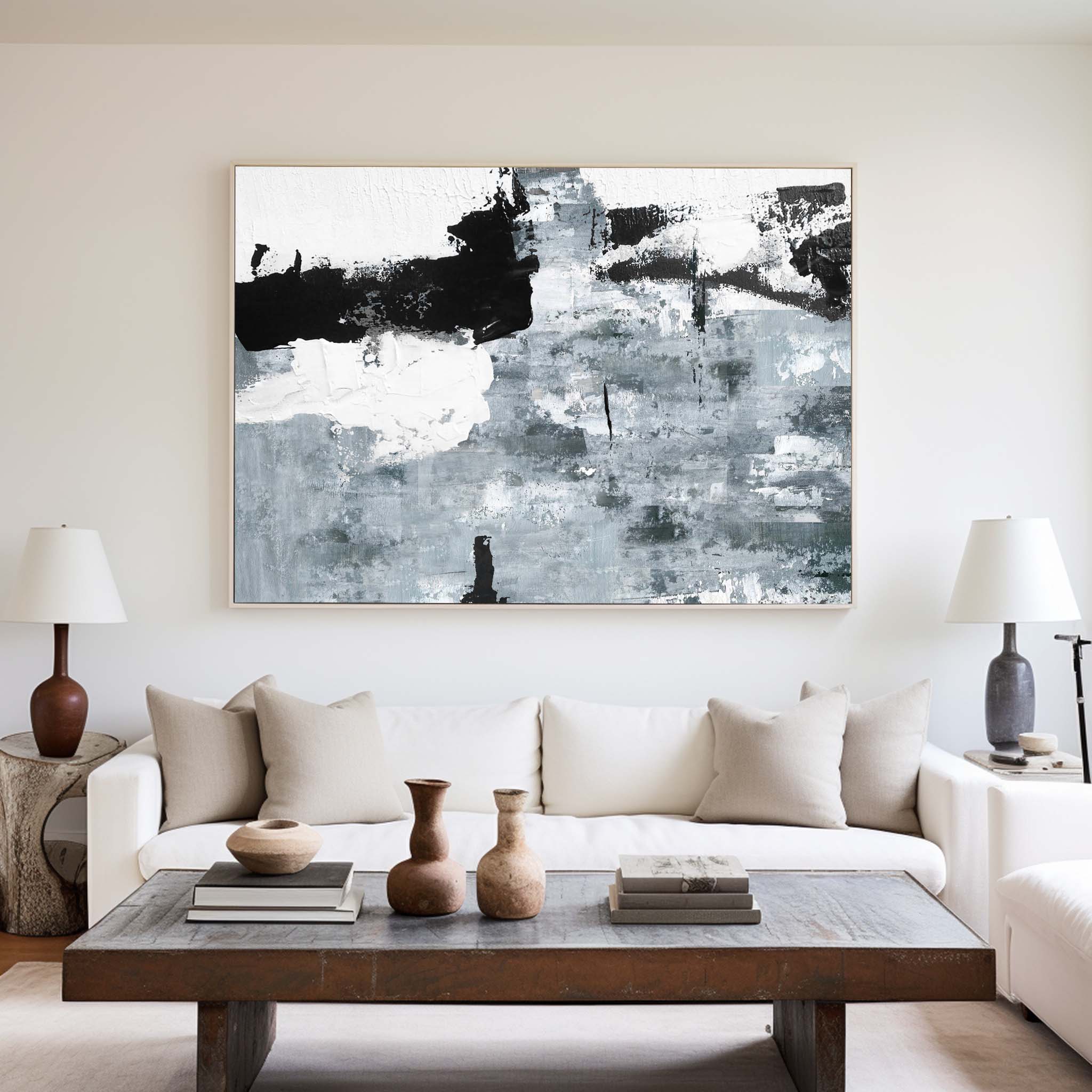 Black Grey Abstract Expressionist Painting