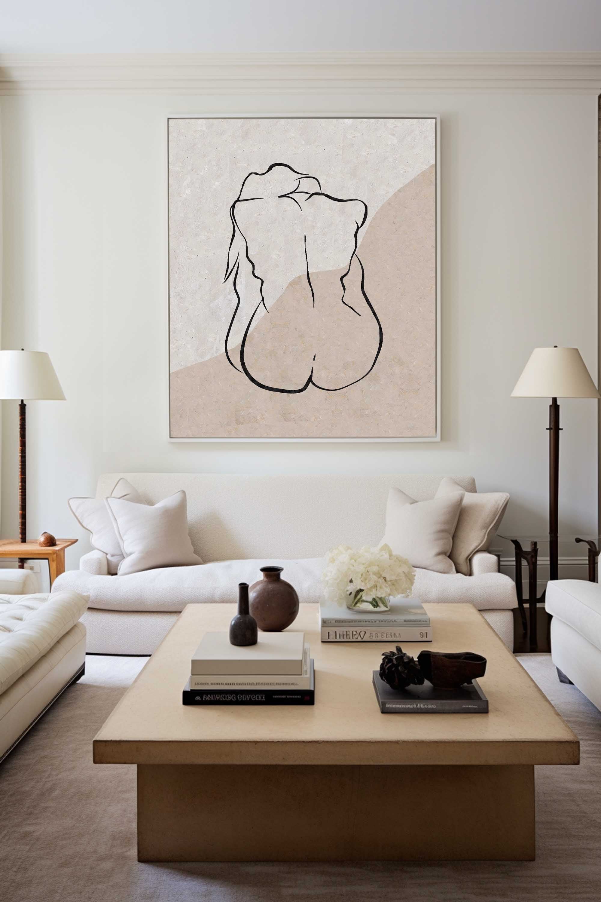 Beige Minimalist Abstract Painting ABAV202 - Neutralighting