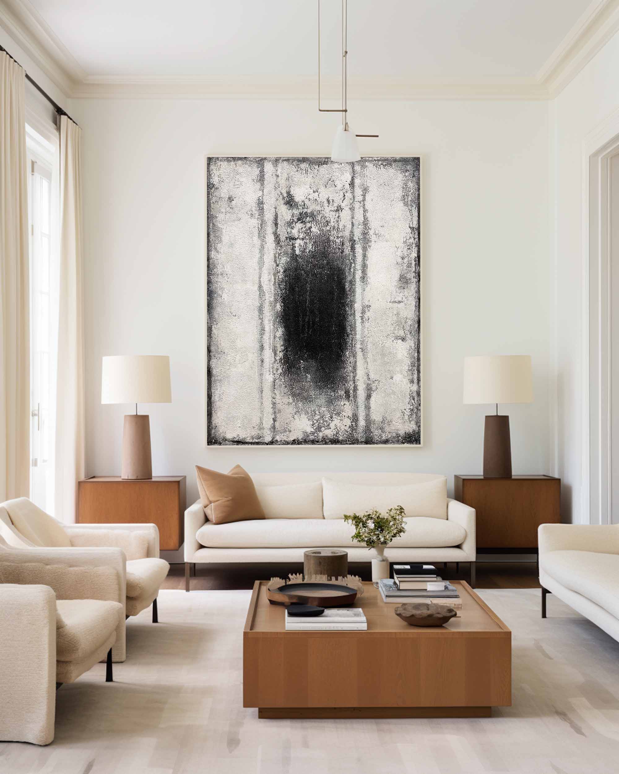 Black And White Abstract Painting ABAV115 - Neutralighting