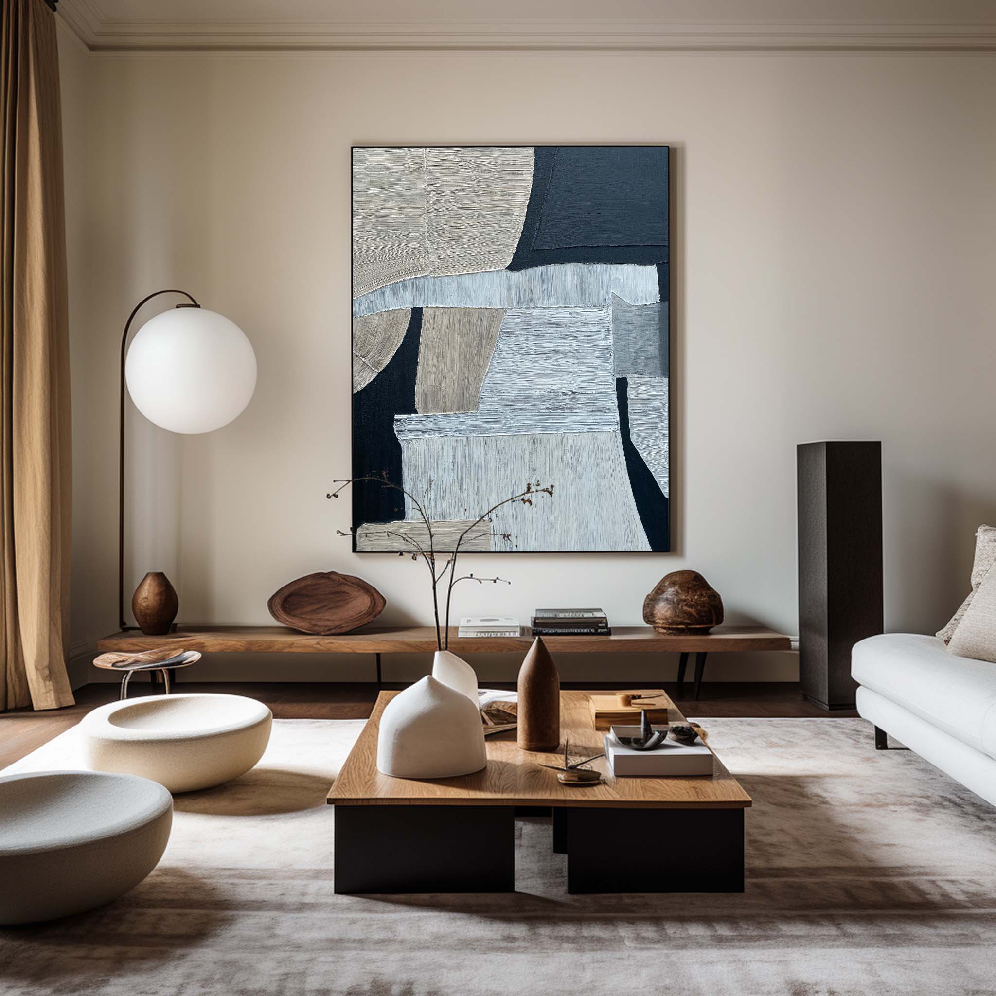 Black And Grey Abstract Painting ABAV209 - Neutralighting