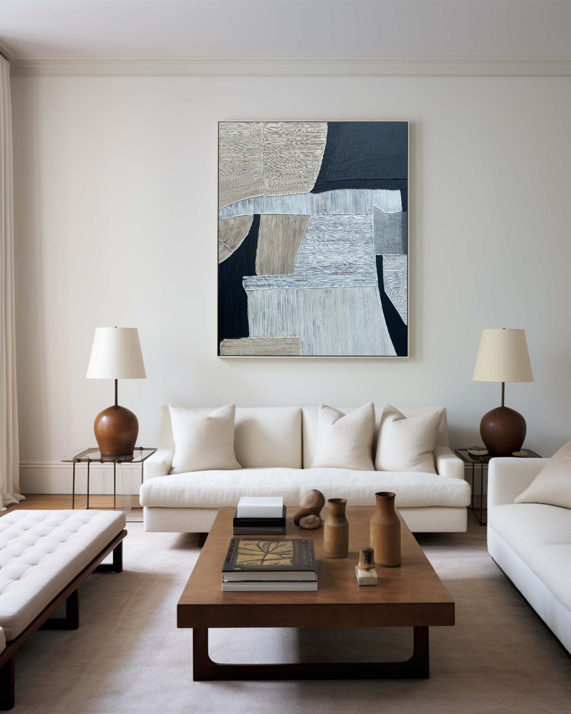 Black And Grey Abstract Painting ABAV209 - Neutralighting