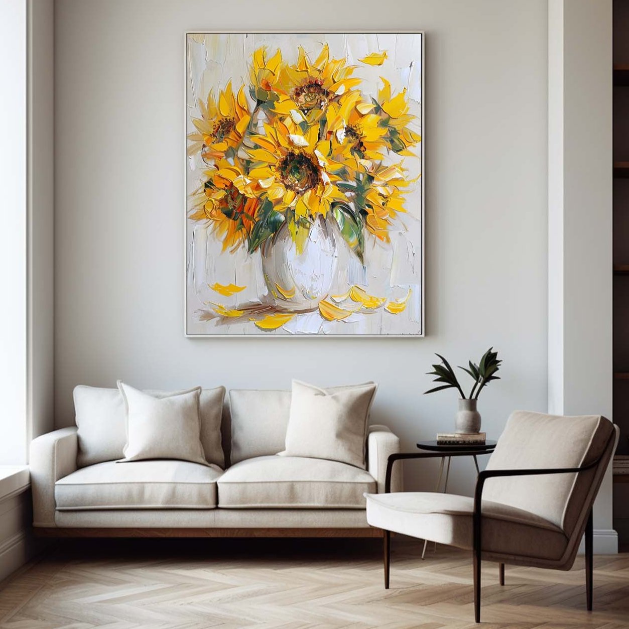 Yellow Sunflower Bouquet Floral Painting