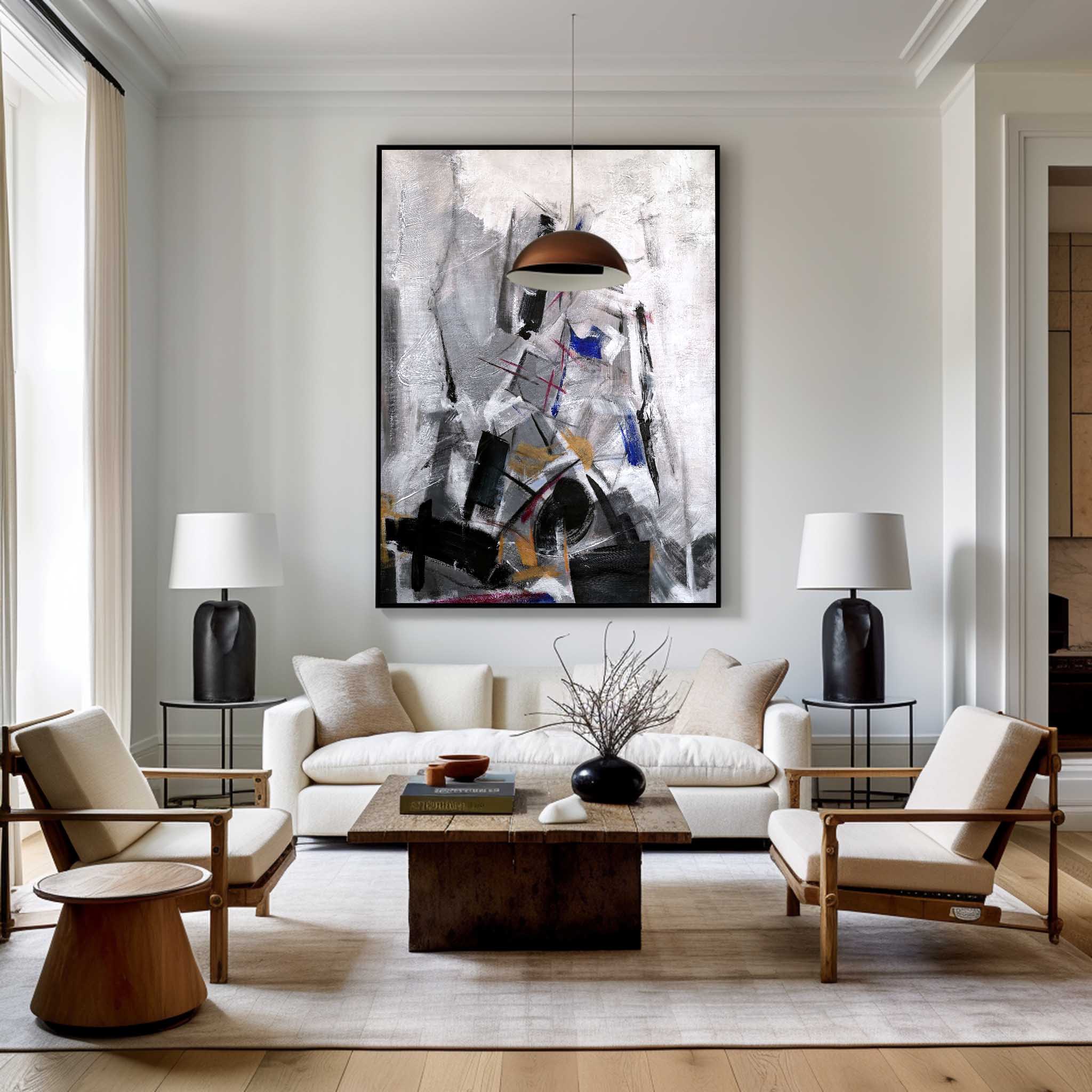 Black White Abstract Painting ABAV03 - Neutralighting