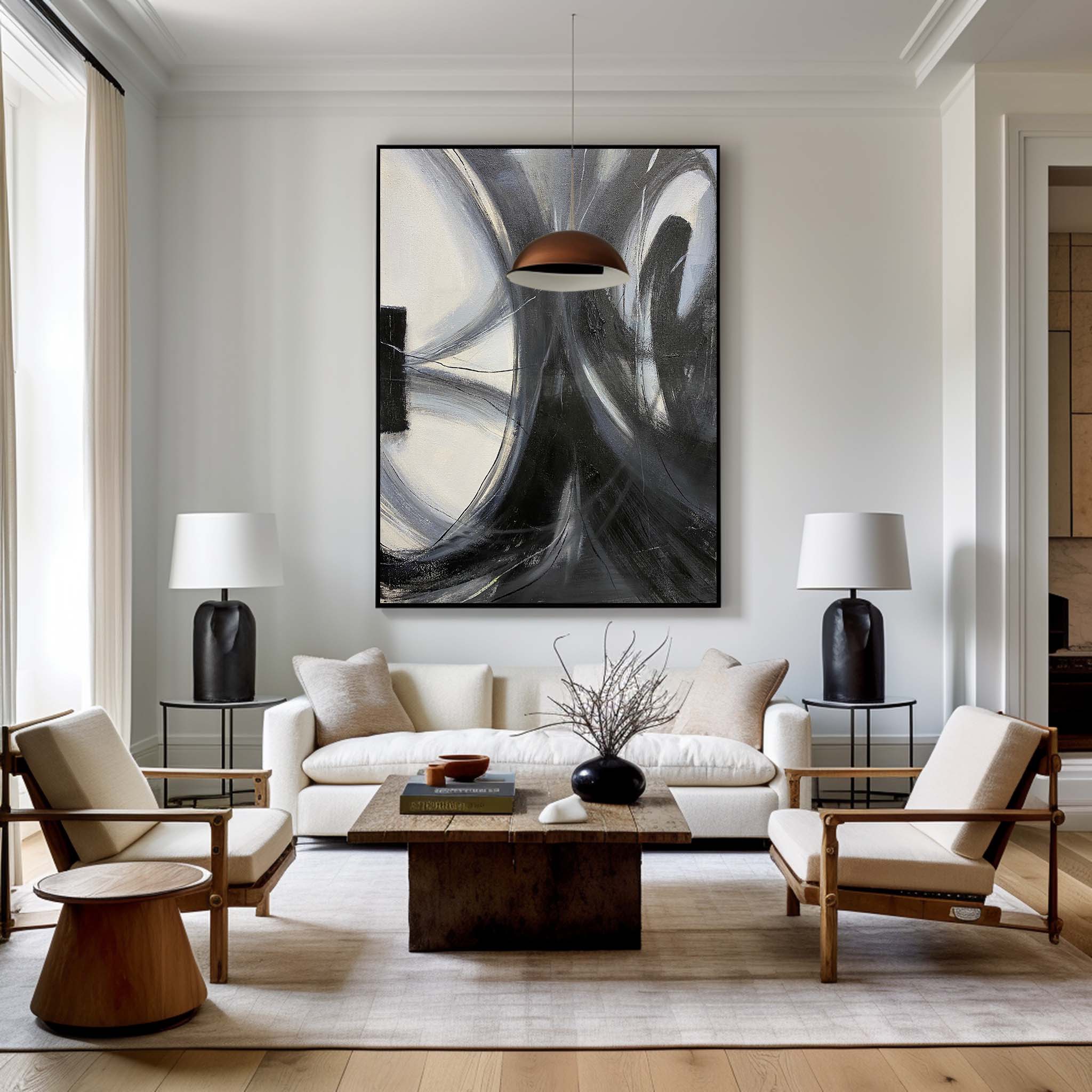 Black Abstract Painting ABAV270 - Neutralighting