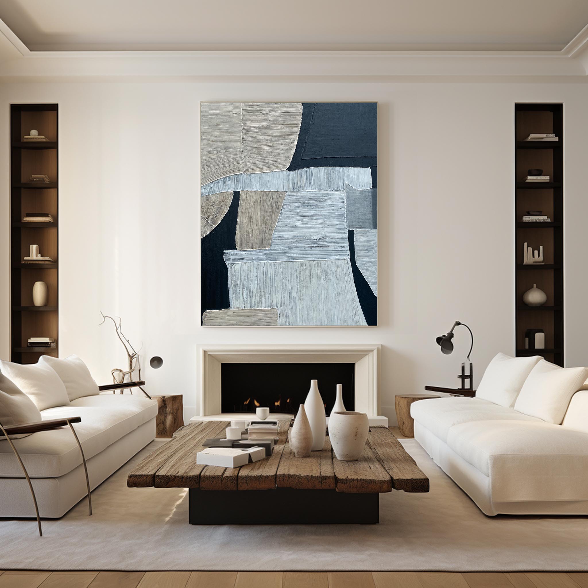Black And Grey Abstract Painting ABAV209 - Neutralighting