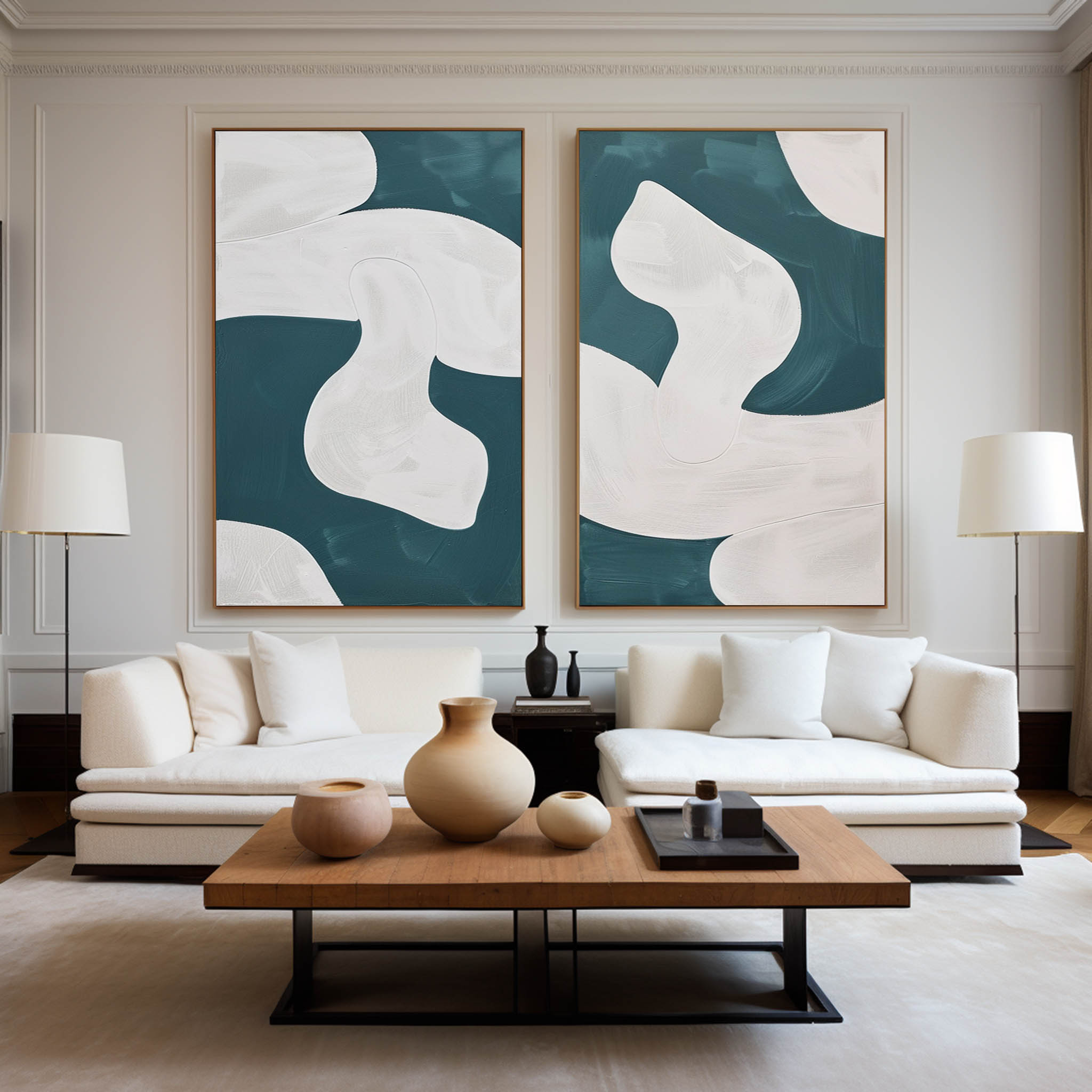 Organic Ivory Shapes Twin Panel