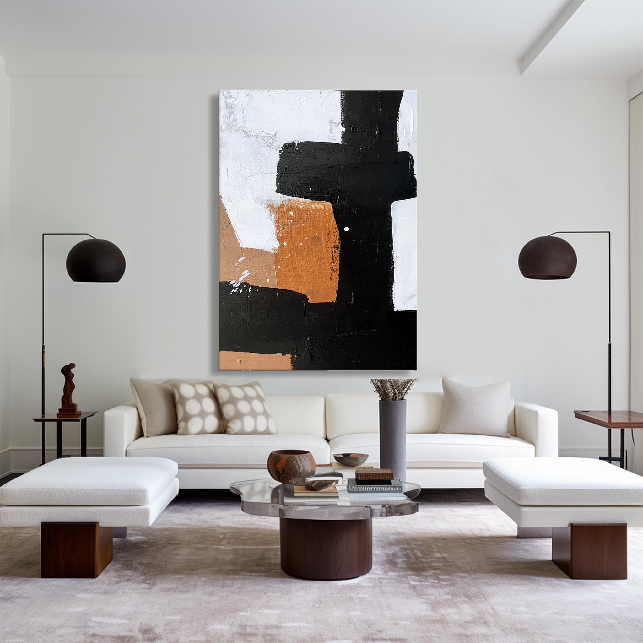 Block Geometric Minimal Abstract Unstretched Linen Canvas Wall Art