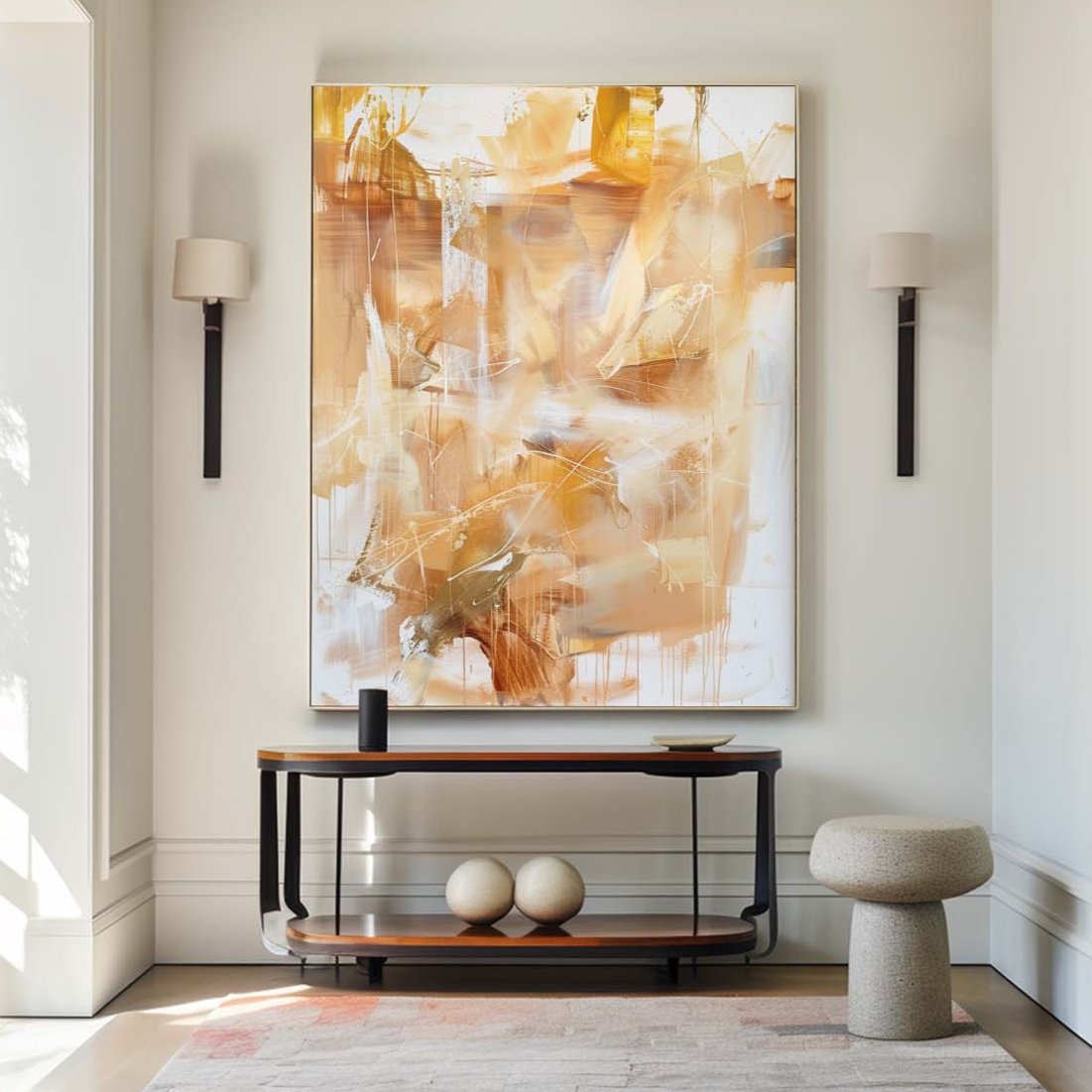 Golden Light Abstract Layered Painting