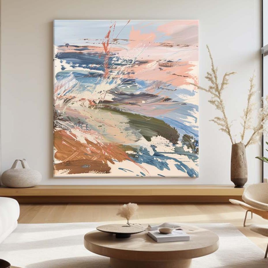 Pastel Clifftop Seascape Oil Painting