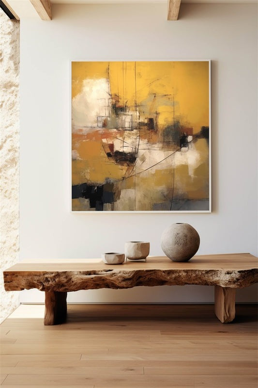 Gold Geometric Abstract Oil Painting