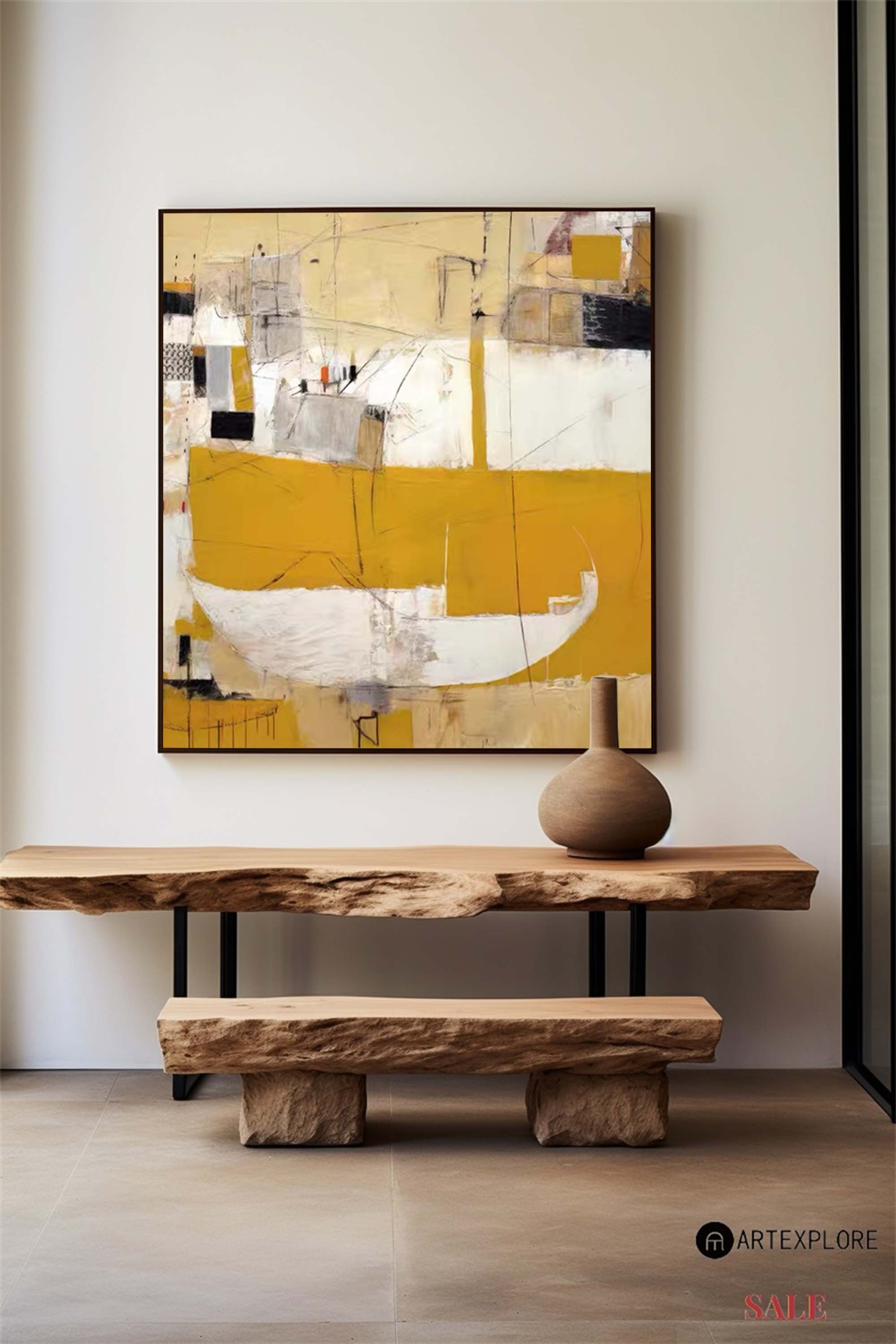 Yellow Abstract Boat Canvas Wall Art