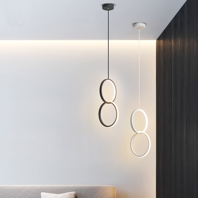Doria Modern LED Pendant Light Black/White Metal Living Room - Neutralighting