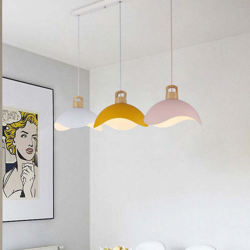 Valentina Colorful Shade Single Pendant Lights, Wood & Metal - Neutralighting