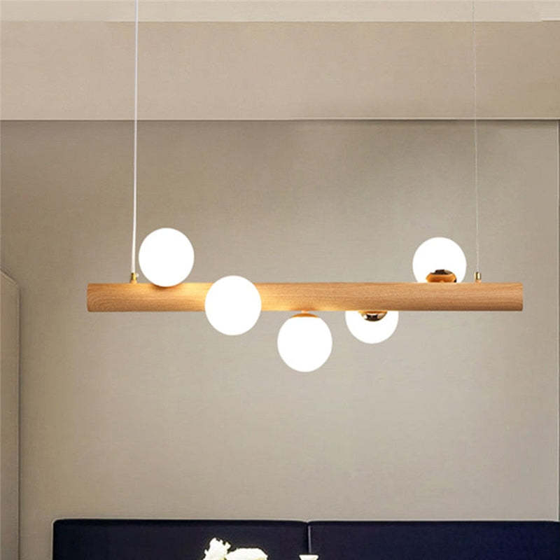 Valentina Glass Bubble Pendant Light Wood/Walnut - Neutralighting